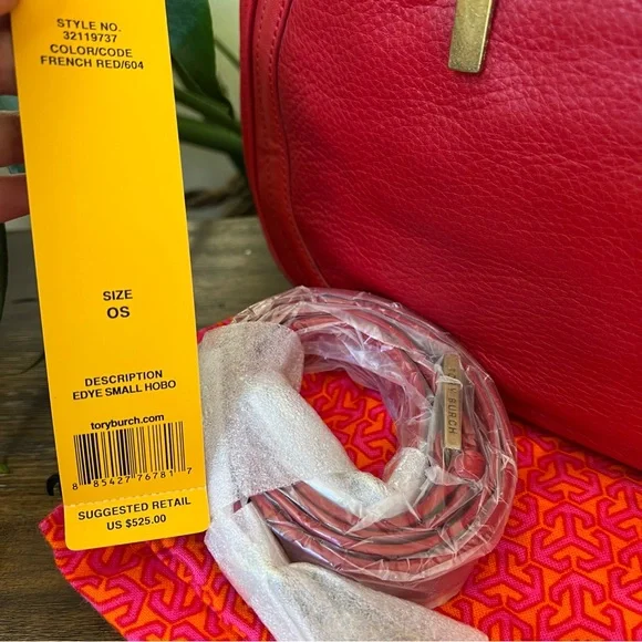 Tory Burch Edye $525 Red Leather Hobo Crossbody